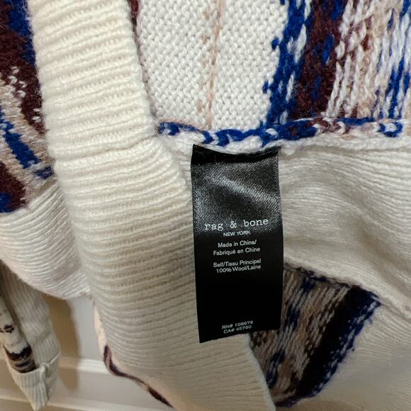Rag & Bone Cream & Multicolour Knit Wool Sweater - Picture 7 of 8